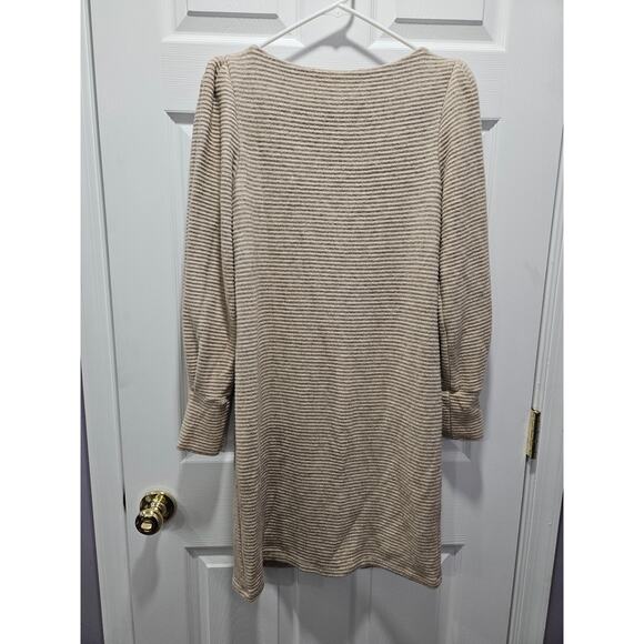 Julia Jordan Beige Ribbed Knit Sweater Dress Long Sleeve Lined Size 6 Winterr - Picture 5 of 7